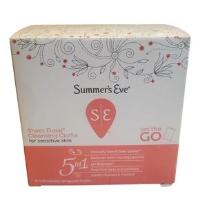 Summer's Eve 16 Individually Wrapped Cleansing Cloths Sheer Floral.